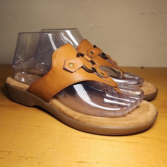 Rialto Comfort Brown Bianka Women’s Low Wedge Sandals Size 8M Worn 1x Pristine - Picture 4 of 7